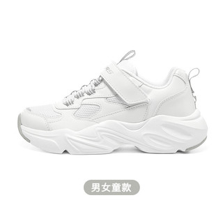 斯凯奇（Skechers）斯凯奇儿童熊猫鞋陨星熊休闲男女童运动鞋休闲老爹鞋 男女童/白色/银色/WSL 33.5码