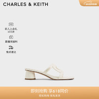 CHARLES&KEITH24夏时尚休闲外穿沙滩一字拖鞋女CK1-60361513 粉白色Chalk 34