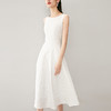 ONEBUYE 晚白 夏季新款提花法式复古气质长裙修身小众小个子白色连衣裙女