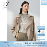 玖姿（JUZUI）休闲轻松感风衣女装春季纯色小众抽绳短款外套 卡其 XL