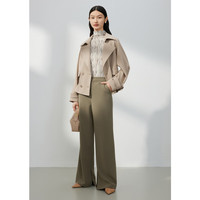 JUZUI玖姿休闲轻松感风衣女装季纯色小众抽绳短款外套 卡其 M