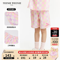 Teenie Weenie Kids【合并下架】小熊童装24夏季男女童纯棉混色格纹短裤 粉色 110cm