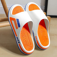 傲万夏季拖鞋男高级感厚底家用防滑室内浴室家居男凉拖鞋夏天外穿 船底 白+橙色 36-37