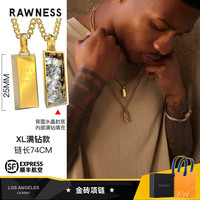 RAWNESS暴富小金砖吊坠18k黄金条叠戴锁骨链款女友项链520 XL满钻款【男生佩戴】