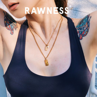 RAWNESS暴富小金砖吊坠18k黄金条叠戴锁骨链款女友项链520 小金砖【女生佩戴】