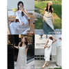 DUIBAI 对白 法式慵懒度假背心连衣裙女2024夏季新款小白裙设计感白色长裙