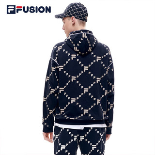 FILA FUSION斐乐潮牌连帽卫衣款冬时尚宽松休闲上衣 深黑BK 170/92A/M