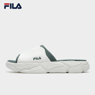 FILA 斐乐男鞋 FERN SLIPPER复古拖鞋2024夏季蕨草拖鞋男 雪白/园林绿-SG 43