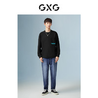 GXG 男装 商场同款蓝色直筒型牛仔裤 22年秋季新品波纹几何系列