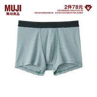 无印良品 MUJI 男式 莱赛尔 前封口 平角内裤 裤头四角裤 绿色条纹 3S XS