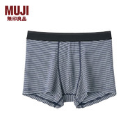 无印良品 MUJI 男式 莱赛尔 前封口 平角内裤 裤头四角裤 深藏青色条纹 3A S