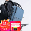 SANWA SUPPLY 山业 大容量双肩包 商务笔记本电脑包 时尚男士背包 潮流拼色学生书包 蓝色
