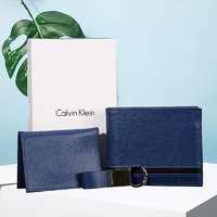 Calvin Klein 【】凯文克莱男士时尚拼接撞色CK钱包短款商务礼盒装 蓝色