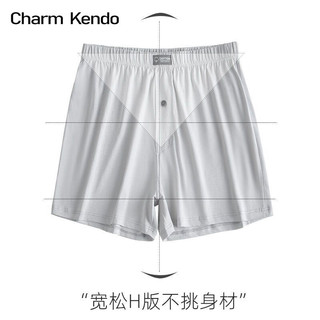 Charm Kendo男士阿罗裤宽松睡裤中腰柔软休闲舒适抑菌短裤男款打底家居内裤 烟灰  XL(105-125斤)