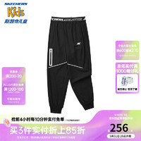 Skechers斯凯奇男童梭织长裤夏季儿童舒适运动裤子P224B012 碳黑/0018 140cm