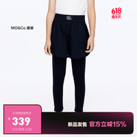 little MO&Co.little moco童装24夏装女童假两件速干修身弹力打底长裤 黑色 120/53