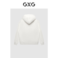 GXG 男装 商场同款极简系列白色磨毛潮流刺绣连帽卫衣22年冬季新品