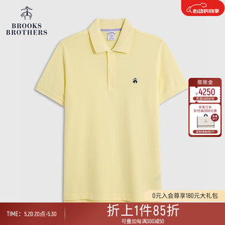 布克兄弟（BrooksBrothers）男24夏刺绣logo纯棉休闲翻领短袖Polo衫 7000-浅黄色 M