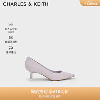 CHARLES&KEITHCK1-60361352-3简约纯色尖头通勤高跟单鞋女 LILAC浅紫色 36