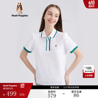 Hush Puppies暇步士女装夏纯棉透气美式多彩Polo领短袖 118白色 XL