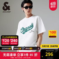 杰克·琼斯（JACK&JONES）夏字母美式复古休闲宽松潮流百搭男士纯棉短袖T恤男装224201285 奶白A42 常规 奶白A42 165/88A/XS