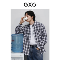 GXG奥莱 格纹质感面料长袖衬衫24春季 格纹 190/XXXL