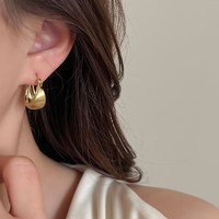 MOEFI 茉妃 輕奢感耳環女銀色小眾設計耳飾2024年新款冷淡風耳釘 金色圈圈拉絲耳環