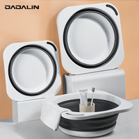 加加林 JAJALIN 旅行折叠盆出差家用宿舍洗脸盆塑料盆洗菜盆便携式旅游压缩水盆泡脚水桶 大号灰色