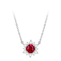 ENZO 雪花系列 EZV8879 18K白金红宝石钻石项链 0.36克拉 40cm 1.7g