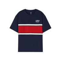 Gap 盖璞 男女款纯棉撞色宽条纹圆领短袖T恤宽松上衣 465654