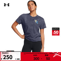 安德玛 UNDERARMOUR）春夏Launch女子跑步运动印花短袖T恤1382961 藏蓝色410 M