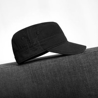 川玖田一 纯色帽子男 潮帽子 平顶帽有大小头围全封闭鸭舌帽棉料春秋冒子 平顶帽-黑色 M(56-58cm)