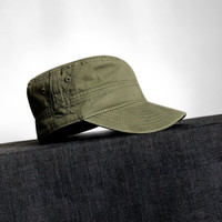 川玖田一 纯色帽子男 潮帽子 平顶帽有大小头围全封闭鸭舌帽棉料春秋冒子 平顶帽-军绿色 L(58-60cm)