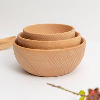 沐春 日式木碗榉木木质饭碗木制沙拉碗家用儿童餐具碗泡面拉面碗批