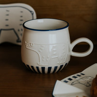 泽滕家 日式北极熊餐盘套装小熊浮雕碗可爱儿童餐具家用汤盘菜盘