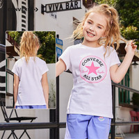 匡威（Converse）儿童装男童短袖t恤夏季纯棉打底衫小女孩半袖套头上衣 纯白色-(女) 160cm/(XL)