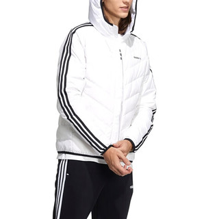 阿迪达斯Adidas阿迪达斯短款连帽保暖防风休闲羽绒服外套H45253白色 M