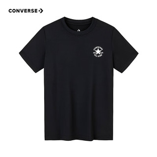 匡威（Converse）儿童套装T恤短袖短裤速干套装2024夏季中大童男女童两件套套装 正黑色 130/64