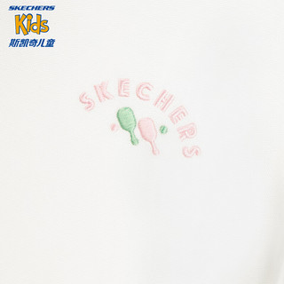 Skechers斯凯奇童装女童针织连衣裙夏季舒适干爽透气百搭休闲裙L224G047 雪白色/00QF 165cm