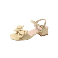 曼语纯 中跟仙女风凉鞋女 黄色 39