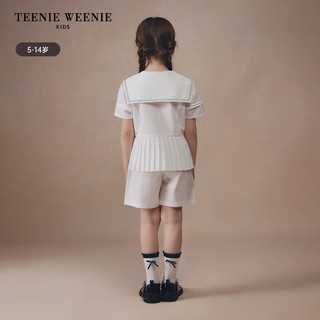 Teenie Weenie Kids小熊童装24夏季女童航海风海军领短袖衬衫 白色 150cm