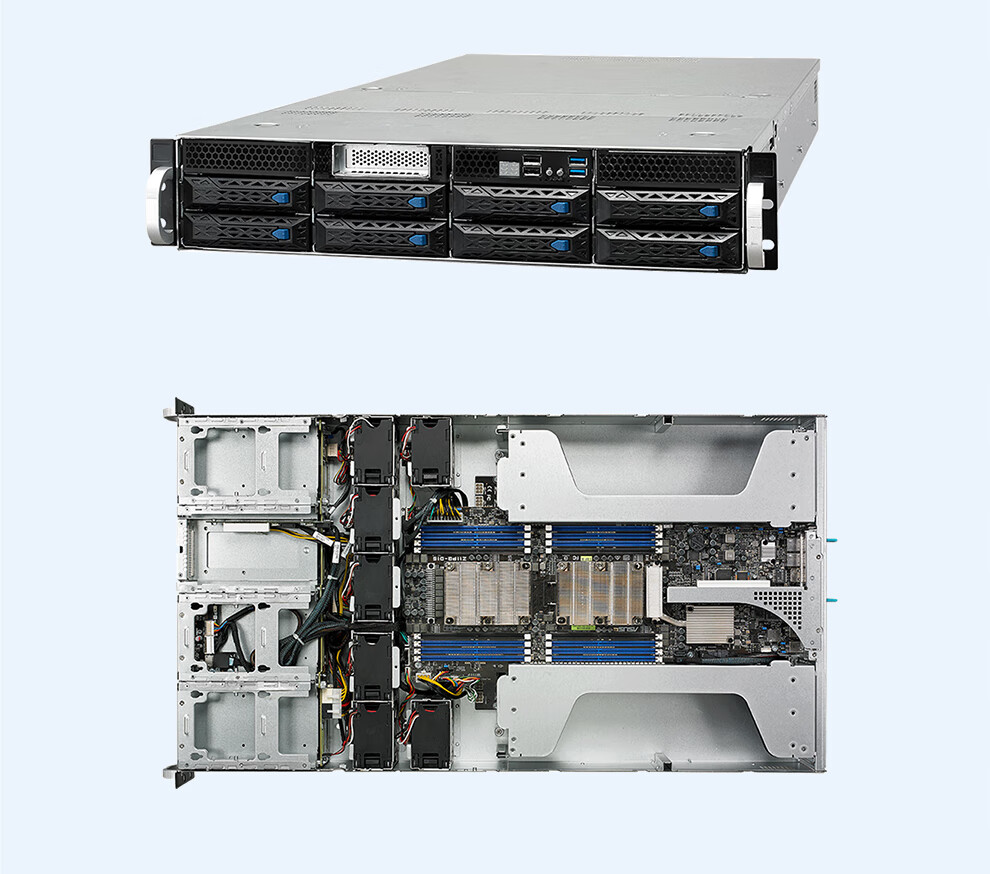 华硕双路至强1/2代可扩展处理器支持4卡gpu 2u机架式服务器主机esc4000 g4 准系统不含