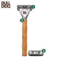 PLUS会员：BULLDOG斗牛犬 竹节款男士手动剃须刀刮胡刀  1刀柄2刀头