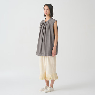 无印良品（MUJI）IDEE 女式 平纹 无袖罩衫 上衣女款夏季 棉麻 背心GAD11C4S 灰色 M (155/80A)