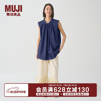 无印良品（MUJI）IDEE 女式 平纹 无袖罩衫 上衣女款夏季 棉麻 背心GAD11C4S 藏青色 M (155/80A)