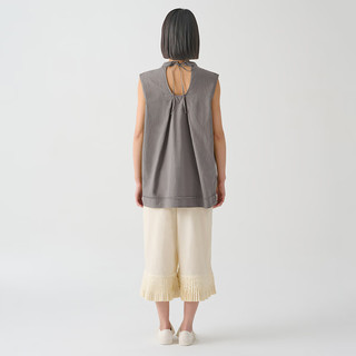 无印良品（MUJI）IDEE 女式 平纹 无袖罩衫 上衣女款夏季 棉麻 背心GAD11C4S 灰色 L (165/88A)