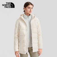 THE NORTH FACE 北面 羽绒服女户外700蓬鹅绒中长款羽绒外套7QSU N3N/米白色 L