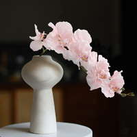 盛世泰堡 仿真花九頭蝴蝶蘭假花絹花客廳塑料花裝飾擺件插花粉色1支裝