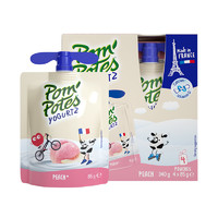 88VIP：POM'POTES 法優樂 PomPotes兒童常溫酸奶桃子味85g*4袋非果泥法國原裝進口