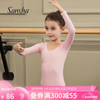 SANSHA 三沙 儿童芭蕾舞蹈服长袖练功服纯色芭蕾舞演出连体服Y4552CK/F粉M